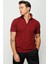 Erkek Fermuarlı Polo Yaka T-Shirt Bordo 2