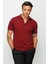 Erkek Fermuarlı Polo Yaka T-Shirt Bordo 3