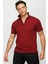 Erkek Fermuarlı Polo Yaka T-Shirt Bordo 4