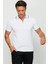 Erkek Fermuarlı Polo Yaka T-Shirt Beyaz 2