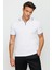 Erkek Fermuarlı Polo Yaka T-Shirt Beyaz 3