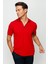 Erkek Fermuarlı Polo Yaka T-Shirt Kırmızı 1
