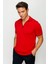 Erkek Fermuarlı Polo Yaka T-Shirt Kırmızı 2