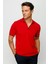 Erkek Fermuarlı Polo Yaka T-Shirt Kırmızı 5