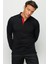 Erkek Polo Yaka Uzun Kollu Sweatshirt Siyah 1