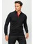 Erkek Polo Yaka Uzun Kollu Sweatshirt Siyah 5