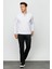 Erkek Polo Yaka Uzun Kollu Sweatshirt Beyaz 3