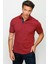 Erkek Polo Yaka Jakarlı Cepli T-Shirt Bordo 1