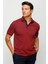 Erkek Polo Yaka Jakarlı Cepli T-Shirt Bordo 2