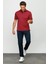 Erkek Polo Yaka Jakarlı Cepli T-Shirt Bordo 3
