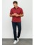 Erkek Polo Yaka Jakarlı Cepli T-Shirt Bordo 5