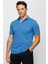 Erkek Polo Yaka Jakarlı Düğmeli Cepli T-Shirt Saks 4