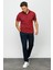 Erkek Polo Yaka Jakarlı Düğmeli Cepli T-Shirt Bordo 3