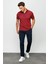 Erkek Polo Yaka Jakarlı Düğmeli Cepli T-Shirt Bordo 5