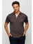 Erkek Polo Yaka Tüy Desenli T-Shirt Kahve 2