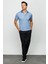 Erkek Polo Yaka Keten Baskılı T-Shirt Lacivert 1