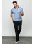 Erkek Polo Yaka Keten Baskılı T-Shirt Lacivert 2