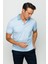 Erkek Polo Yaka Keten Baskılı T-Shirt Turkuaz 1