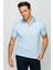 Erkek Polo Yaka Keten Baskılı T-Shirt Turkuaz 4