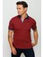 Erkek Polo Yaka Tüy Desenli T-Shirt Bordo 1