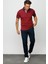 Erkek Polo Yaka Tüy Desenli T-Shirt Bordo 4