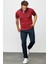 Erkek Polo Yaka Tüy Desenli T-Shirt Bordo 5