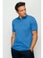 Erkek Polo Yaka Jakarlı T-Shirt Saks 2