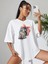 Kadın Sevimli Kedi Baskılı Oversize Tshirt Daxis Sportwear Company 3