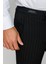 Erkek Beli Lastikli Beyaz Çizgili Koton Pantolon Siyah 10