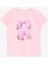 Kız Çocuk Tişört Simli Yazı Çiçek Baskılı 10-16 Yaş, Neon Pembe 1