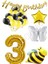Happy Bırthday Banner ve Arı Kelebek Karakterli Yıldız Folyo Balon Seti Yaş 3 1
