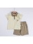 640BZ Erkek Bebek Balık Desenli Bej Şort Takım 1