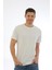 Erkek Basic Regular Fit %100 Pamuk Bisiklet Yaka T-Shirt-Krem 5