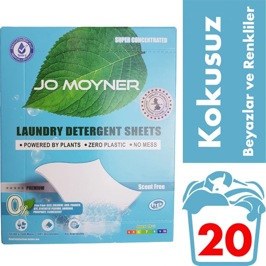 Jo Moyner Kokusuz Çamaşır Deterjanı Doğal Organik Yaprak Deterjan 20 Kullanım