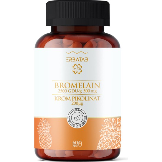 Erbatab Bromelain & Krom Pikolinat 60 Kapsül 2 in 1 Fiyatı