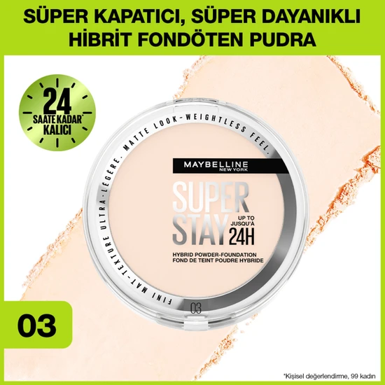 hepsiburada Maybelline New York Superstay Hibrit Pudra-Fondöten - 03 hepsiburada Maybelline New York Superstay Hibrit Pudra-Fondöten - 03
