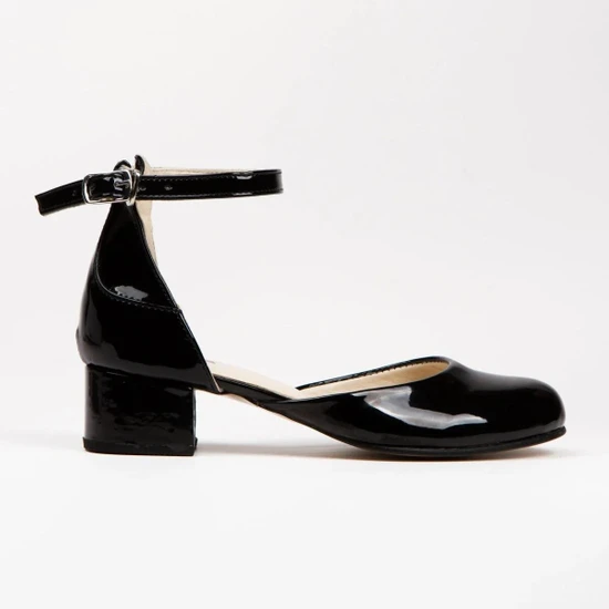Paqpa Nancy Kız Çocuk Soft Tabanlı Siyah Rugan Kalın Topuklu Ayakkabı