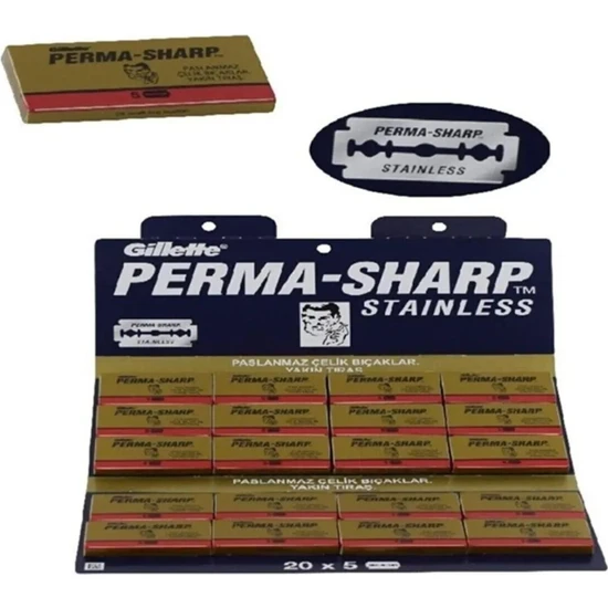 PERMA SHARP Permasharp Yaprak Tam Jilet Tıraş Bıçağı 100'LÜ (20 x 5)