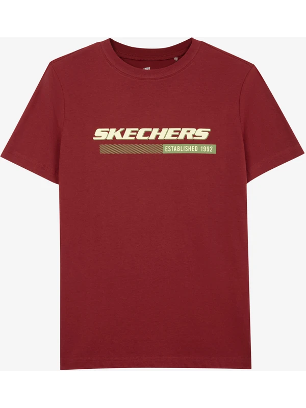 Skechers M Big Logo T-Shirt Erkek Bordo Tshirt S222247-810