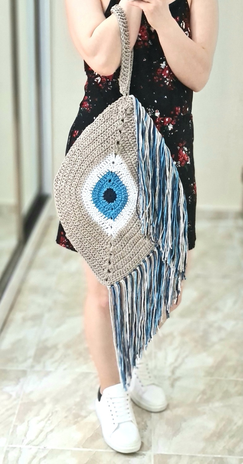 Zuviel Deco Nazar Boncuğu Örgü Çanta