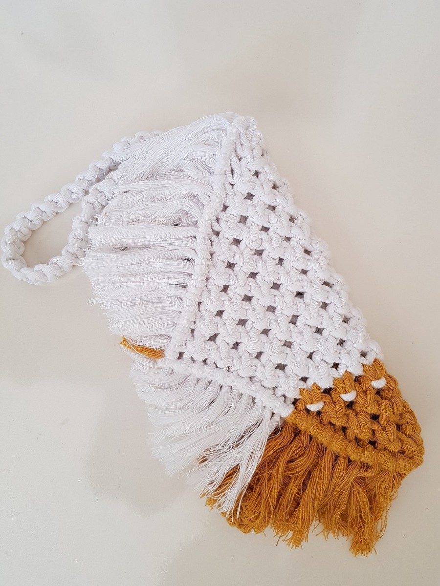 Zuviel Deco Makrome Beyaz Clutch Çanta