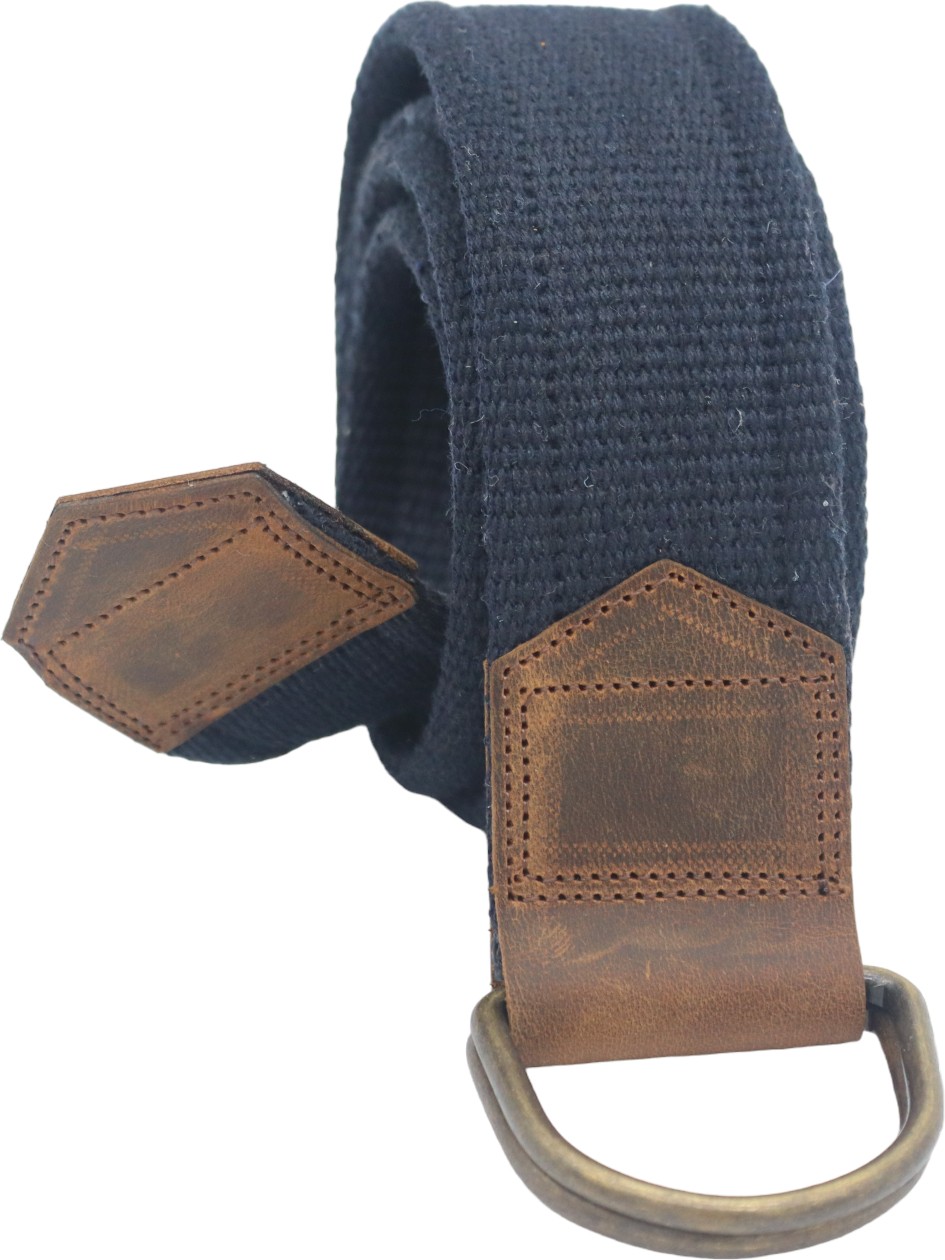 Anatolia Craft Erkek Kadın Kız Genç Için Unisex Derili D Tokalı Siyah Halkalı Dokuma Lacivert Taktik Spor Kanvas Kot Bezkemer