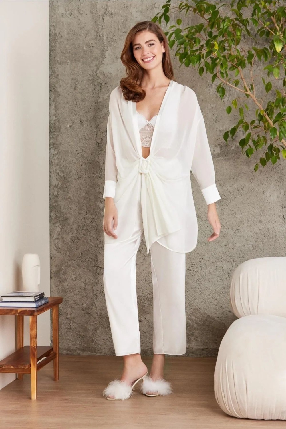 Pierre Cardin 7025 Kadın Çeyizlik Dantelli Saten 4'lü Set-Rose görsel 6