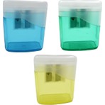 Ark Kalemtıraş Çift Hazneli Kapaklı 3 Adet Mavi Renkli 5 cm x 4,5 cm x 2,5 cm Ölçülerinde
