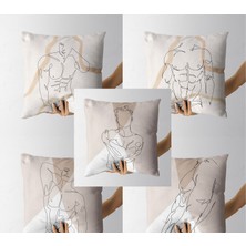 Jwk Home Erkek Nü Kırlent Kılıfı 5' Li Takım Dokuma Petek Kumaş Dijital Özel Tasarım Baskı