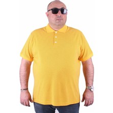 Starbattal Büyük Beden Polo Yaka Tişört Çizgi Desen 23413 Sarı
