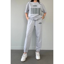 Amor Man Özel Tasarım Couture Baskılı %100 Pamuk Kısa Kollu Yazlık Kadın Eşofman Takımı