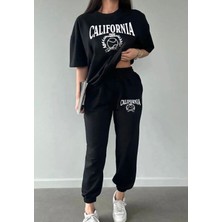 Amor Man Özel Tasarım Bisiklet Yaka Calıfornıa  Baskılı  Pamuk Kısa Kollu Yazlık Kadın Eşofman Takımı