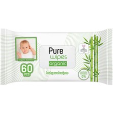 Pure Baby Wipes Islak Havlu Mendil 60 Yaprak Organic Bambu (6'lı Set) 360 Yaprak (2 Paket x 3)