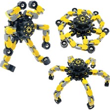 MEGA Transforming Fidget Spinners Dönüştürülebilir Zincir Robot Oyuncak Stres Çarkı Sarı